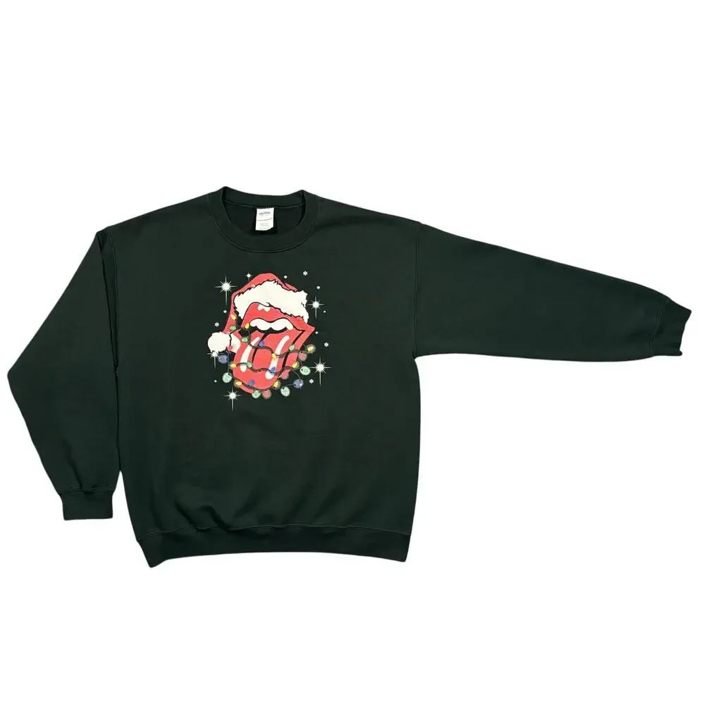 Rolling Stones Christmas Green Crewneck Sweatshirt Sweater Mens Size Large - Picture 4 of 6